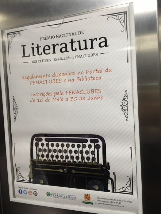 Cartaz no elevador do Clube Curitibano - PR