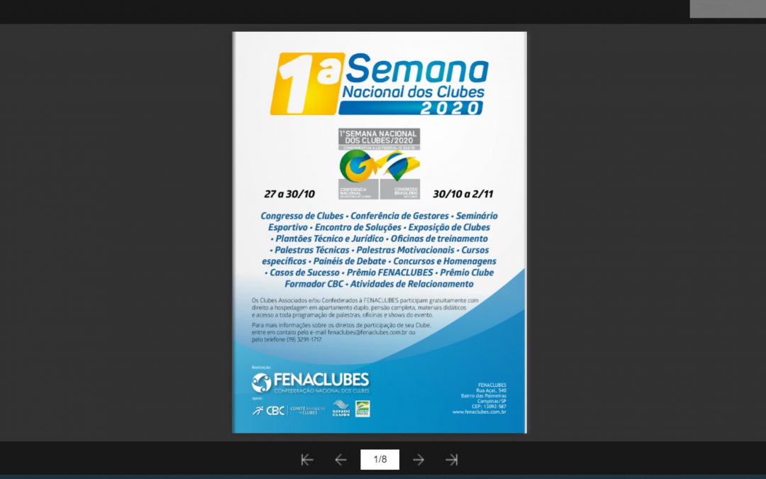 Confira o novo informativo da 1ª Semana Nacional dos Clubes