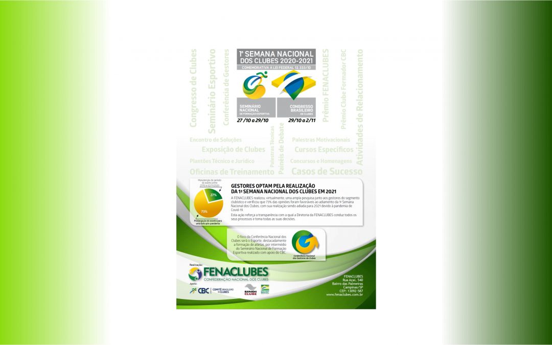 FENACLUBES divulga novo informativo da 1ª Semana Nacional dos Clubes