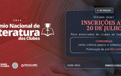 Últimos dias para participar do 16º Prêmio Nacional de Literatura dos Clubes